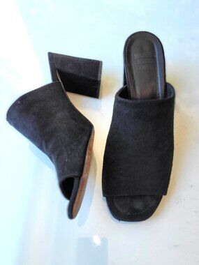 Maryam Nassir Zadeh Black Suede Mules Size 38.5 Block Heel